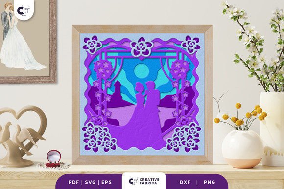 Download Beach Wedding Light Box Paper Cut SVG - Wedding light box Collection