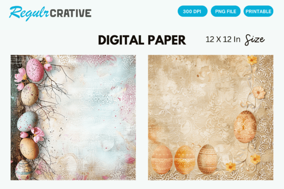 Download Watercolor Mini Egg Lace Digital Paper - Premium Bundle