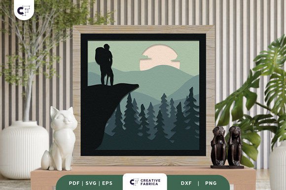Download Man Hiking the Mountain 3D Light Box - Premium Bundle