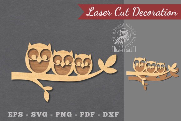 Download Family Owl Laser Cut Decoration 1 - Premium Resources