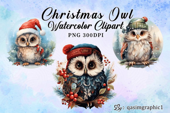 Download Cute Christmas Owls Clipart PNG - Premium Bundle