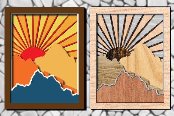 Download 3d Mountain Shadow Box Laser Cut - Premium Resources