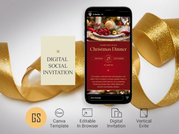 Download Christmas Dinner Digital Invitation V2 - Premium Resources