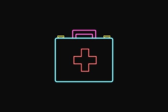 Download Medical Icon Blue Medical Box Neon Light - Medical box Collection