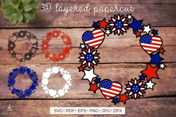 Download 3D Layered 4th of July Patriotic Wreath - Premium Bundle