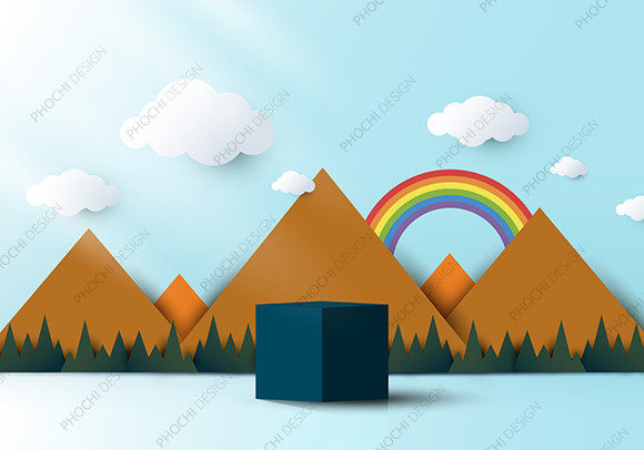 Download 3D Cube Shape Podium Nature Paper Cut - Cube Collection