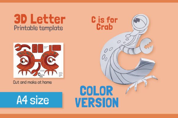 Download Letter C 3D Papercraft for Kids – COLOR - Papercraft Collection