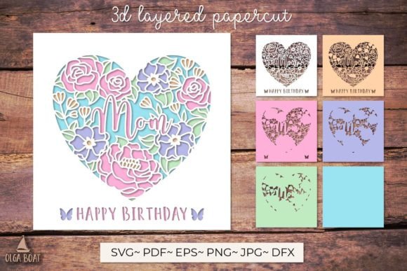 Download 3d Mom Birthday Card Layered Papercut - Premium Resources