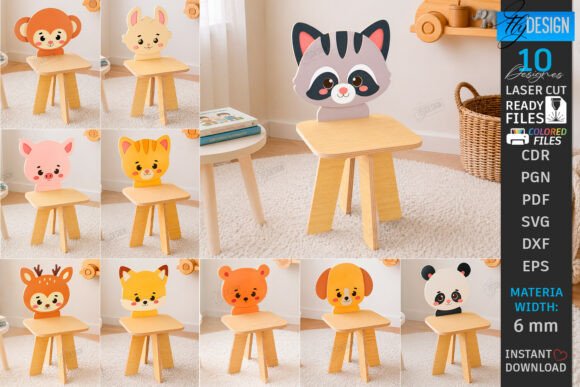 Download Animal Kids Chair Laser Cut Bundle | CNC - Chair Collection