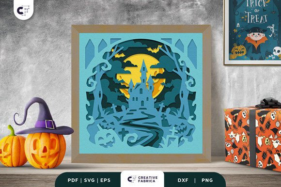 Download Haunted Castle 3D Shadow Box SVG - Premium Resources