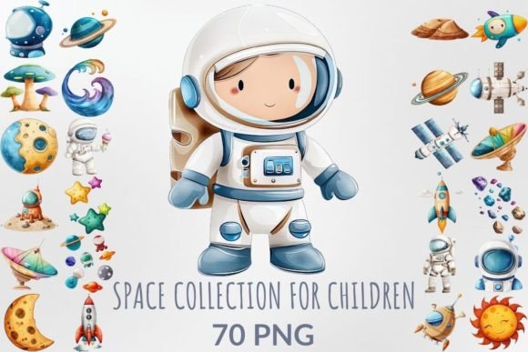 Download Watercolor Space Collection for Children - Premium Resources