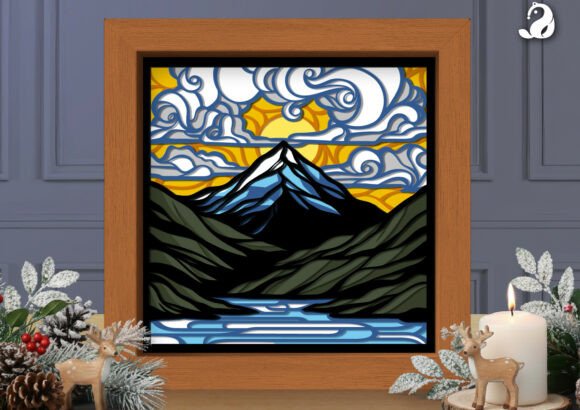 Download 3D Mountain Sunset Shadow Box SVG - Premium Resources