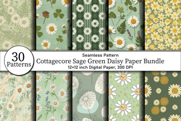 Download Cottagecore Sage Green Daisy Paper - Premium Resources