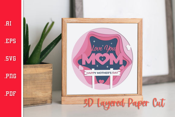 Download Love You Mom 2- 3D Layered Paper Cut SVG - Premium Resources