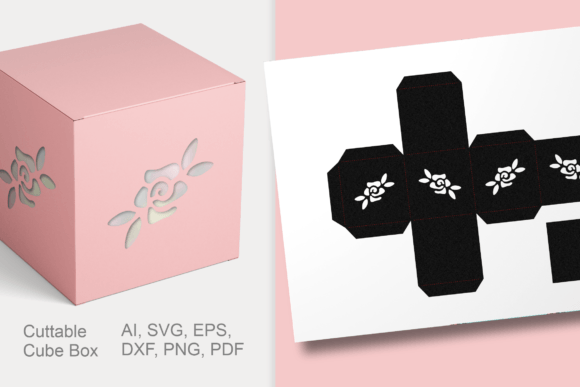 Download Small Zig Zag Roses Cube Gift Box SVG - Cube Collection