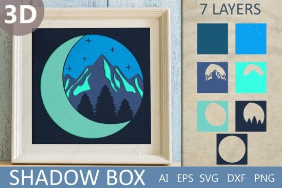 Download 3d Layered Papercut Mountain, Shadow Box - Premium Bundle