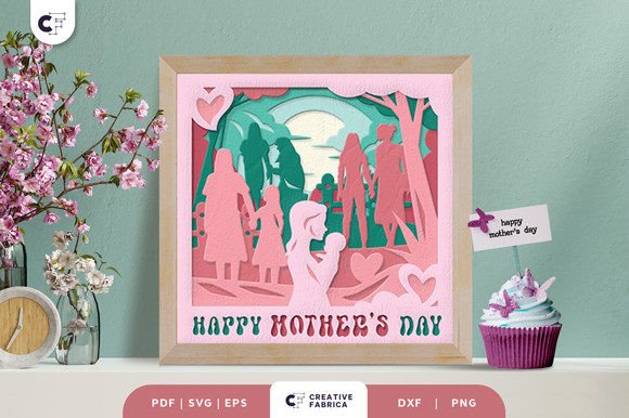 Download Mom and Daughter 3D Layered Paper Cut - Premium Bundle