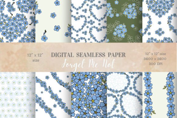 Download Forget Me Not Blue Flower Digital Paper - Premium Bundle