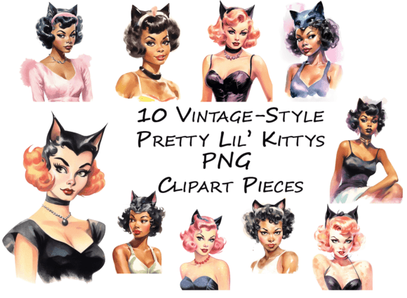 Download Vintage Pretty Little Halloween Kitties - Premium Resources